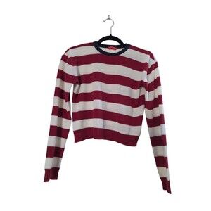 penshoppe Women's Striped Sweater Size Small Crop Top Red White